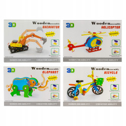 Drewniana zabawka konstrukcyjna 3D mix wzorów