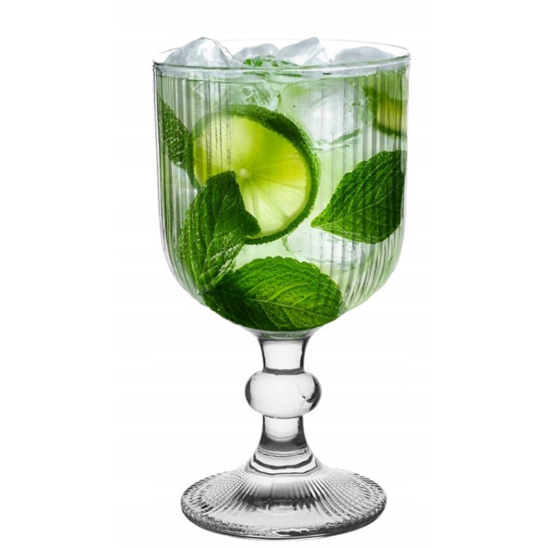 Szklanka na nóżce kieliszek do drinków Selena prążki 370ml