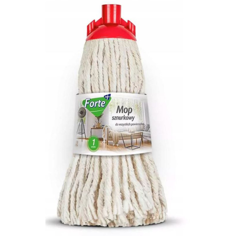 MOP SZNURKOWY FORTE+ KOŃCÓWKA DO MYCIA PODŁÓG BAWEŁNA BEZ DRĄŻKA