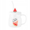 KUBEK SZKLANY Z SILIKONOWĄ POKRYWKĄ I SZKLANĄ SŁOMKĄ 600 ML DEK. ARBUZ
