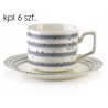 Komplet 6 filiżanek 210 ml ze spodkami szare porcelana