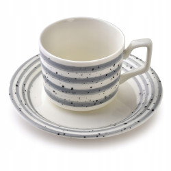 Komplet 6 filiżanek 210 ml ze spodkami szare porcelana