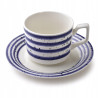 Komplet 6 filiżanek 210 ml ze spodkami niebieskie porcelana