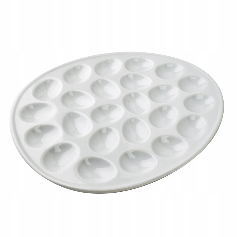 Talerz na jajka 24 miejsca porcelanowy MONDEX 35x28 cm biały