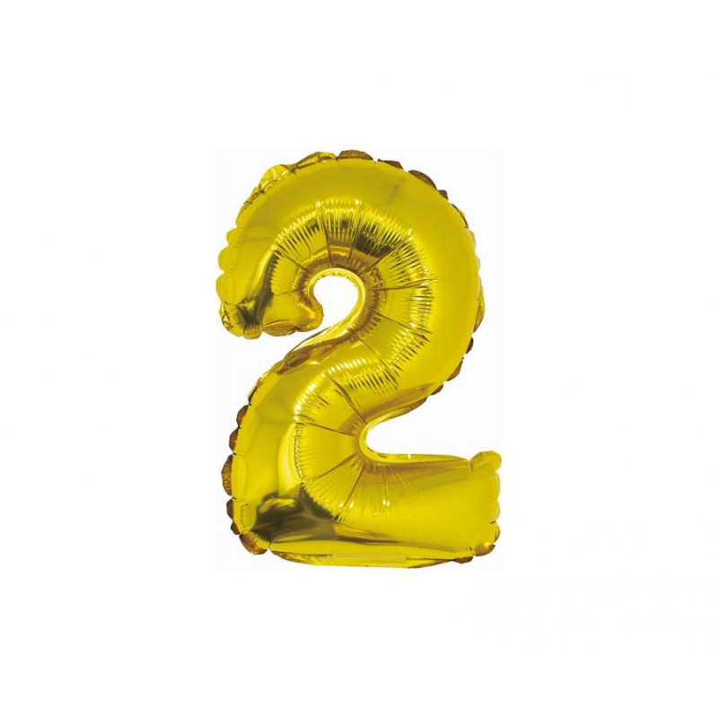 BALON CYFRA 2 ZŁOTA 35cm
