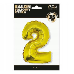 BALON CYFRA 2 ZŁOTA 35cm