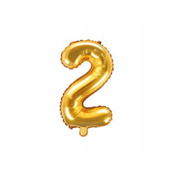 BALON CYFRA 2 ZŁOTA 35cm
