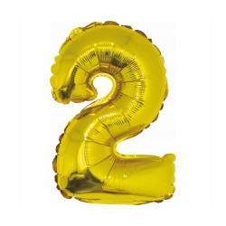 BALON CYFRA 2 ZŁOTA 35cm