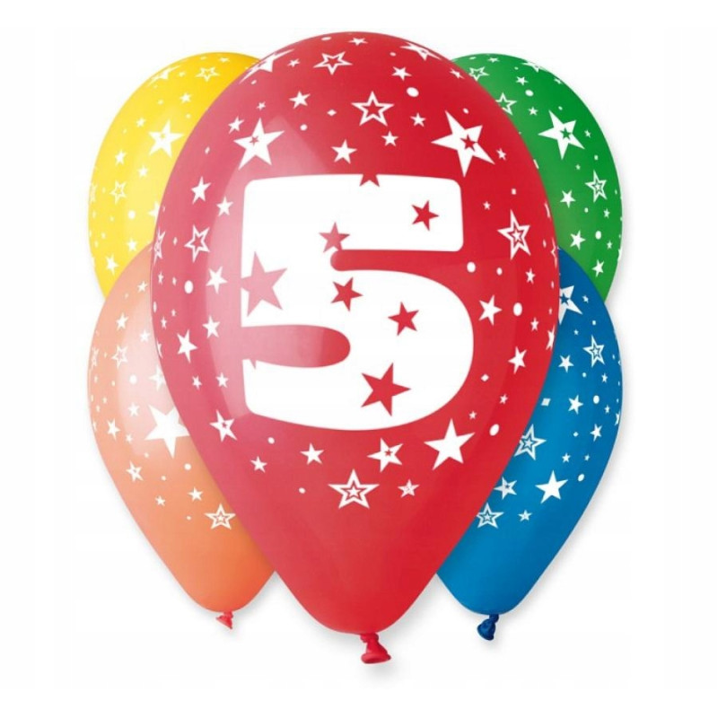 BALONY Z NADRUKIEM CYFRA 5 5SZT