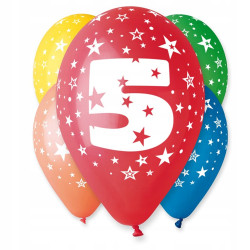 BALONY Z NADRUKIEM CYFRA 5 5SZT