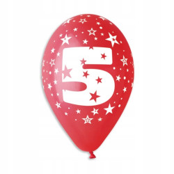 BALONY Z NADRUKIEM CYFRA 5 5SZT