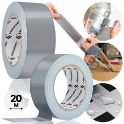 MOCNA TAŚMA NAPRAWCZA MONTERSKA SREBRNA ZBROJONA DUCT TAPE 20 m