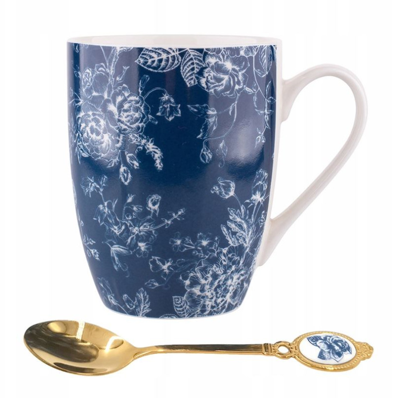 PORCELANOWY KUBEK DO KAWY Z ŁYŻECZKĄ ELISABETH