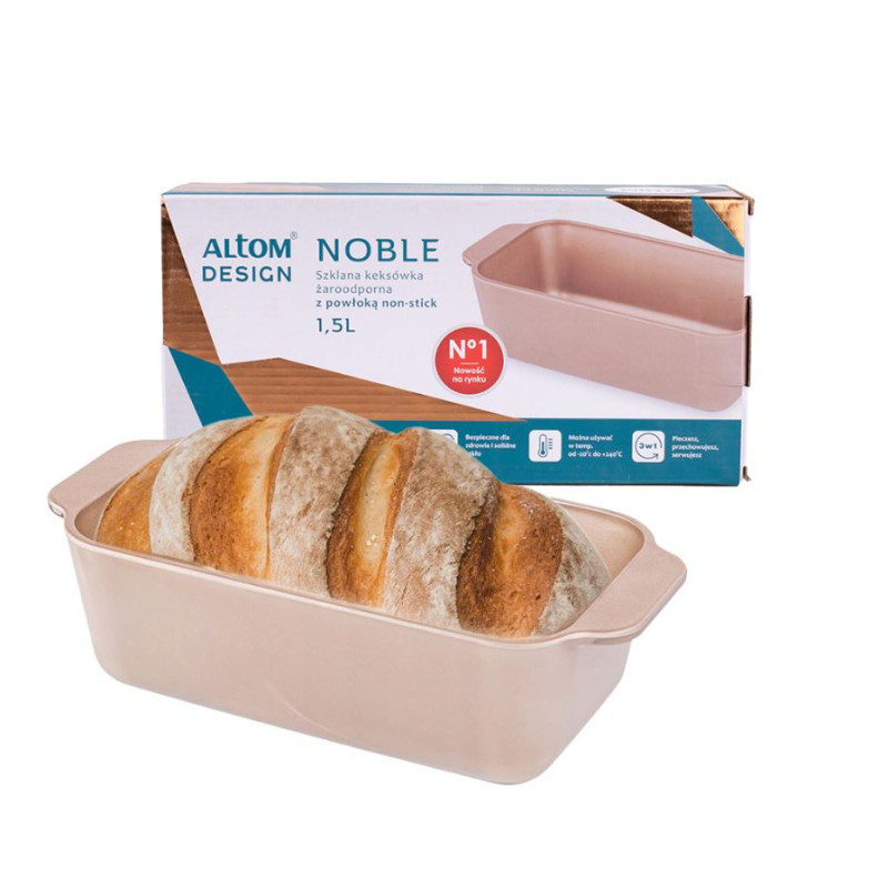 Keksówka Altom Design Noble 1,5L szkło złoto-brązowa non-stick do 240°C