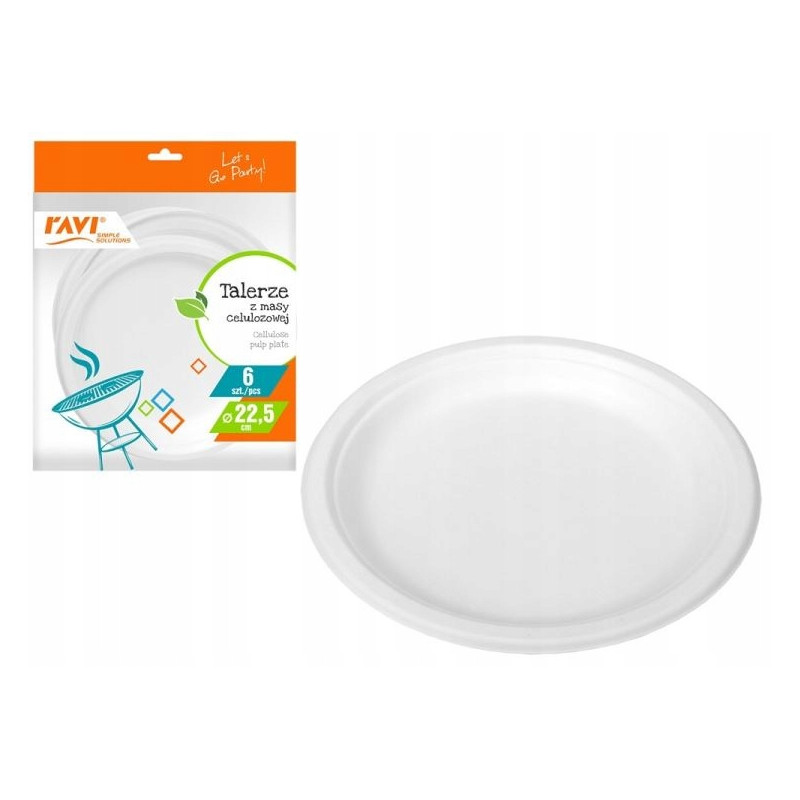 Talerze jednorazowe z masy celulozowej 22,5 cm 6 szt. eko bio