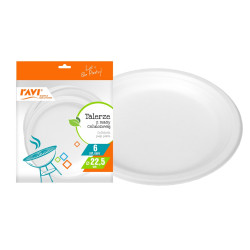 Talerze jednorazowe z masy celulozowej 22,5 cm 6 szt. eko bio