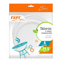 Talerze jednorazowe z masy celulozowej 22,5 cm 6 szt. eko bio