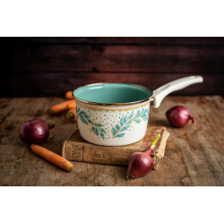 Rondel emaliowany, 16 cm 1.9L, jasnokremowy, idealny na prezent, Green Line