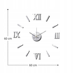 ZEGAR NAKLEJANY SREBRNY 60CM