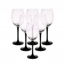 KOMPLET 6 KIELISZKÓW WINO CZERWONE 330ML CZARNA NÓŻKA ONYX