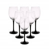 KOMPLET 6 KIELISZKÓW WINO CZERWONE 330ML CZARNA NÓŻKA ONYX