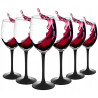KOMPLET 6 KIELISZKÓW WINO CZERWONE 330ML CZARNA NÓŻKA ONYX