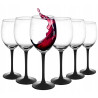 KOMPLET 6 KIELISZKÓW WINO CZERWONE 330ML CZARNA NÓŻKA ONYX