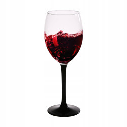 KOMPLET 6 KIELISZKÓW WINO CZERWONE 330ML CZARNA NÓŻKA ONYX