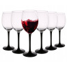 KOMPLET 6 KIELISZKÓW WINO CZERWONE 330ML CZARNA NÓŻKA ONYX