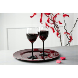 KOMPLET 6 KIELISZKÓW WINO CZERWONE 330ML CZARNA NÓŻKA ONYX