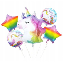 BALONY FOLIOWE 5SZT JEDNOROŻEC