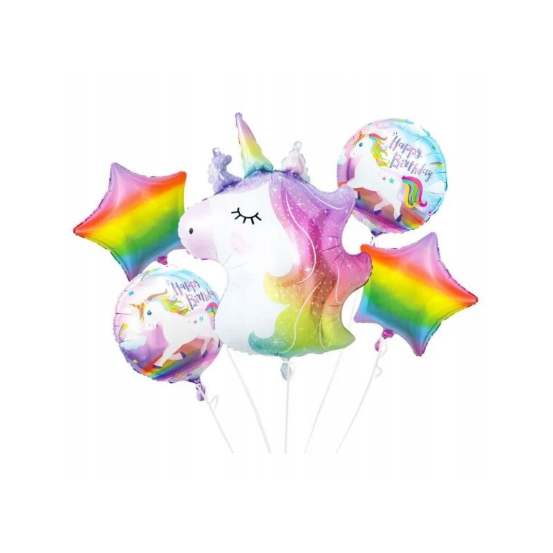 BALONY FOLIOWE 5SZT JEDNOROŻEC