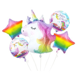 BALONY FOLIOWE 5SZT JEDNOROŻEC