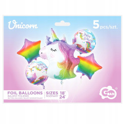 BALONY FOLIOWE 5SZT JEDNOROŻEC