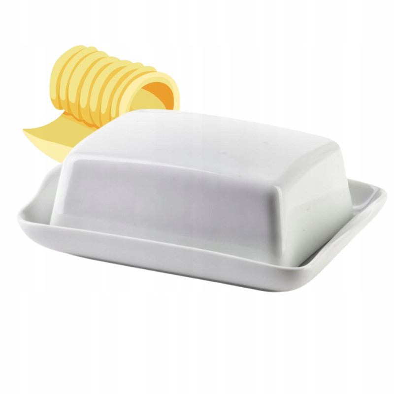 BIAŁA PORCELANOWA MASELNICZKA MASELNICA BASIC 16,5/12,5/6CM