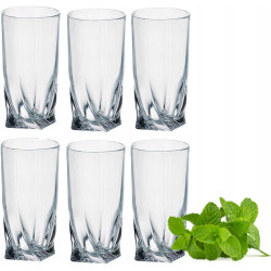 BOHEMIA QUADRO SZKLANKI 350ML 6 SZT WODA SOK WHISKY KRYSZTAŁOWE WYSOKIE