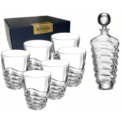 Zestaw do Whisky Bohemia Wave Karafka 6 Szklanek Kryształowe Szkło 750 ml