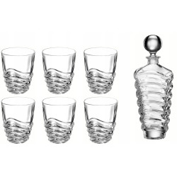 Zestaw do Whisky Bohemia Wave Karafka 6 Szklanek Kryształowe Szkło 750 ml