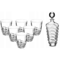 Zestaw do Whisky Bohemia Wave Karafka 6 Szklanek Kryształowe Szkło 750 ml