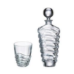 Zestaw do Whisky Bohemia Wave Karafka 6 Szklanek Kryształowe Szkło 750 ml