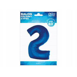 BALON FOLIOWY CYFRA 2 92CM NIEBIESKA