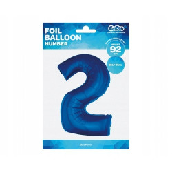 BALON FOLIOWY CYFRA 2 92CM NIEBIESKA
