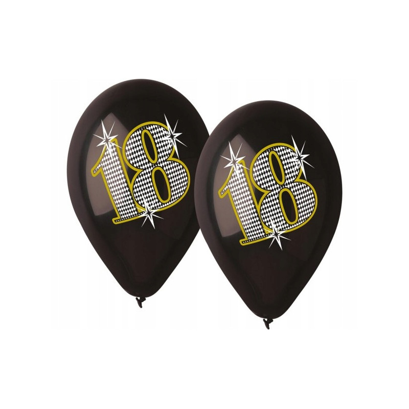 Balony Premium 18lat czarne 5 szt.