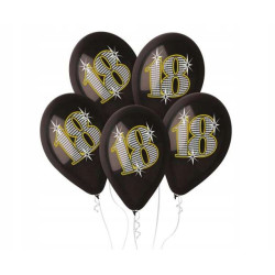 Balony Premium 18lat czarne 5 szt.