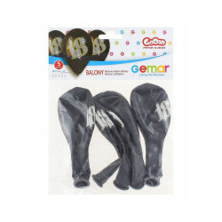 Balony Premium 18lat czarne 5 szt.