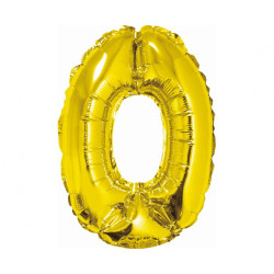 BALON CYFRA 0 ZŁOTA 35CM