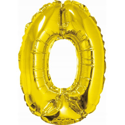 BALON CYFRA 0 ZŁOTA 35CM