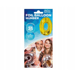 BALON CYFRA 0 ZŁOTA 35CM