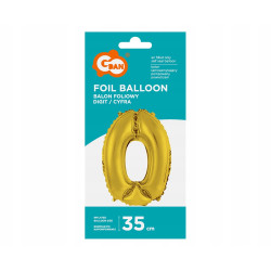 BALON CYFRA 0 ZŁOTA 35CM