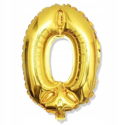 BALON CYFRA 0 ZŁOTA 35CM